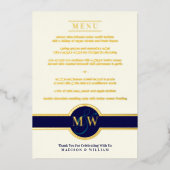 ルクセモノグラムモダンメエレガントニュー海軍バラ金ゴールド 箔招待状 (正面)