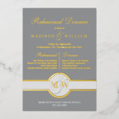 ルクセモノグラムリハーサルディナーグレイ&金ゴールド 箔招待状 (正面)