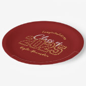 ルクセレッド&金ゴールド卒業パーティープレート ペーパープレート (アングル)