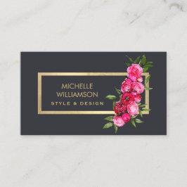 ルクセンウォータカラーバラ金ゴールド/グレー 名刺