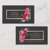 ルクセンウォータカラーバラ金ゴールド/グレー 名刺 (正面/裏面)