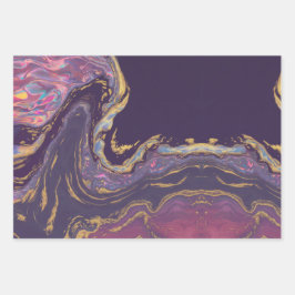 ルクセングラム虹色の大理石の渦巻きギフトラップセット ラッピングペーパーシート