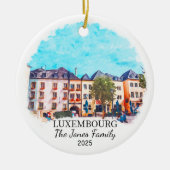 ルクセンパーソナライズされたブルクオーナメント，ルクセンブルグギフト セラミックオーナメント (正面)