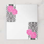 ルクセンピンクのカーネーションのグラフィックゲスト座席表 プレイスカード (外部開封)