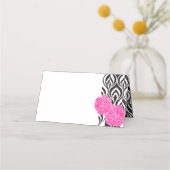 ルクセンピンクのカーネーションのグラフィックゲスト座席表 プレイスカード (裏面)