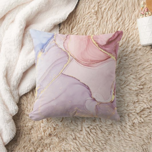 ルクセンピンクブルー抽象芸術マーブルルッククッション クッション (ブランケット)