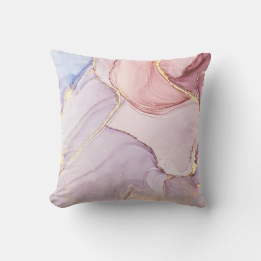 ルクセンピンクブルー抽象芸術マーブルルッククッション クッション (正面)