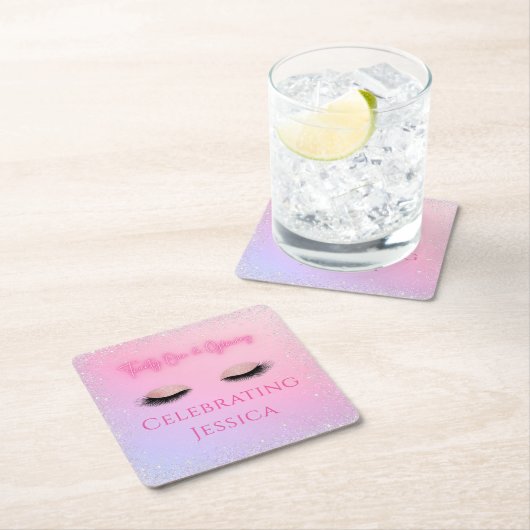 ルクセンピンク21歳白熱［赤熱］光を放つ&21歳の誕生日 スクエアペーパーコースター (インサイチュ)