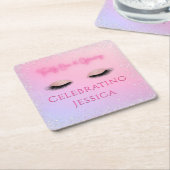 ルクセンピンク21歳白熱［赤熱］光を放つ&21歳の誕生日 スクエアペーパーコースター (アングル)
