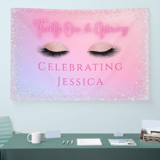 ルクセンピンク21歳白熱［赤熱］光を放つ&21歳の誕生日 横断幕 (トレードショー)