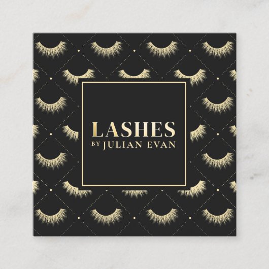 ルクセンブラックと金ゴールドアイラッシュ スクエア名刺 (正面)