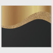 ルクセンブラック金ゴールドパターン包装紙ギフトラップ ラッピングペーパー (フラット)