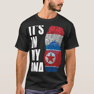ルクセンブルクと北朝鮮ミックスDNA伝統国旗 Tシャツ