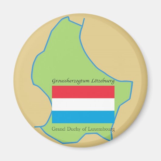 ルクセンブルクの国旗と地図 マグネット (正面)