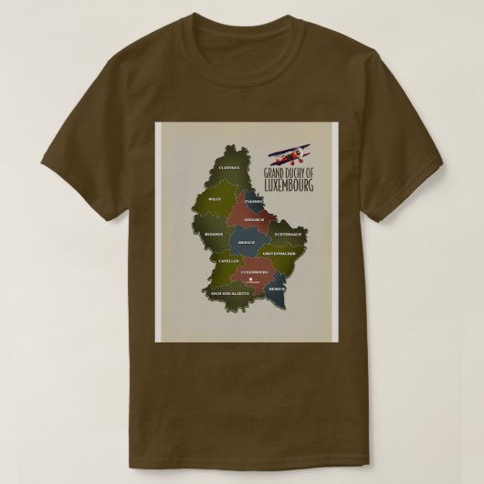 ルクセンブルクの地図1 Tシャツ (デザイン正面)