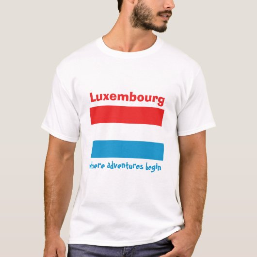 ルクセンブルクの旗＋地図＋テキストTシャツ Tシャツ (正面)