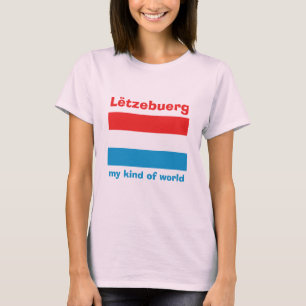 ルクセンブルクの旗+地図+テキストTシャツ Tシャツ
