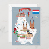 ルクセンブルクの漫画の地図 ポストカード (正面/裏面)