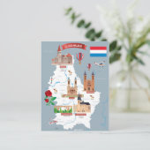 ルクセンブルクの漫画の地図 ポストカード (スタンド正面)