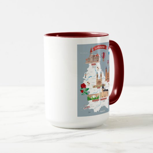 ルクセンブルクの漫画の地図 マグカップ (正面右)
