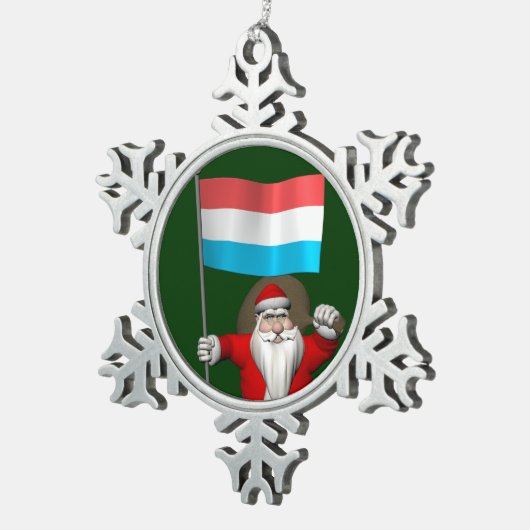 ルクセンブルクを象徴するサンタクロース スノーフレークピューターオーナメント (右)