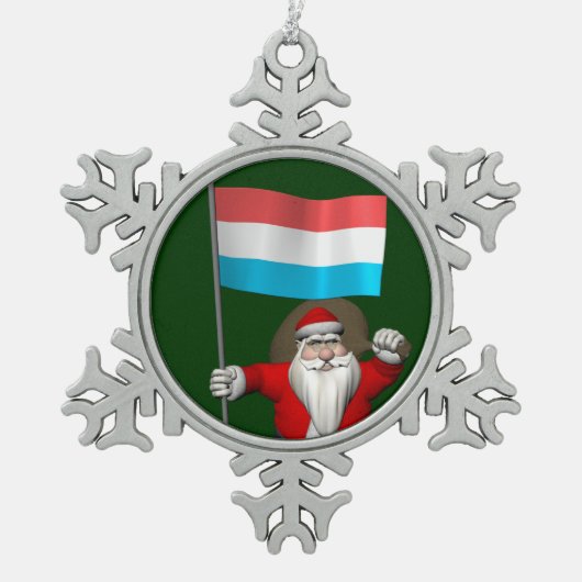 ルクセンブルクを象徴するサンタクロース スノーフレークピューターオーナメント (正面)