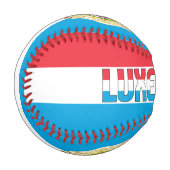 ルクセンブルク国旗と国軍服 野球ボール (正面左)