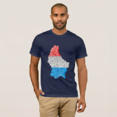 ルクセンブルク国旗の色の地図Tシャツ Tシャツ (正面フル)