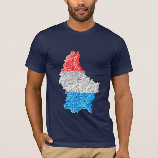 ルクセンブルク国旗の色の地図Tシャツ Tシャツ (正面)