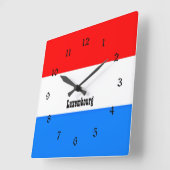 ルクセンブルク国旗、カスタムデザイン スクエア壁時計 (傾斜)