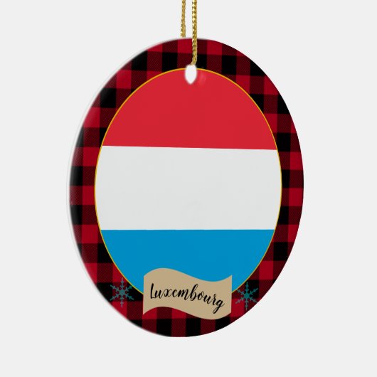 ルクセンブルク国旗、赤いバッファローのプレイド、愛国心 セラミックオーナメント (右)