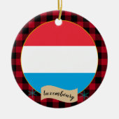 ルクセンブルク国旗、赤いバッファローのプレイド、愛国心 セラミックオーナメント (正面)
