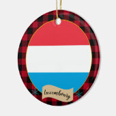 ルクセンブルク国旗、赤いバッファローのプレイド、愛国心 セラミックオーナメント (左)
