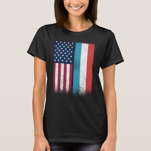 ルクセンブルク国旗Usaおよびルクセンブルク国旗Pro Tシャツ (正面)