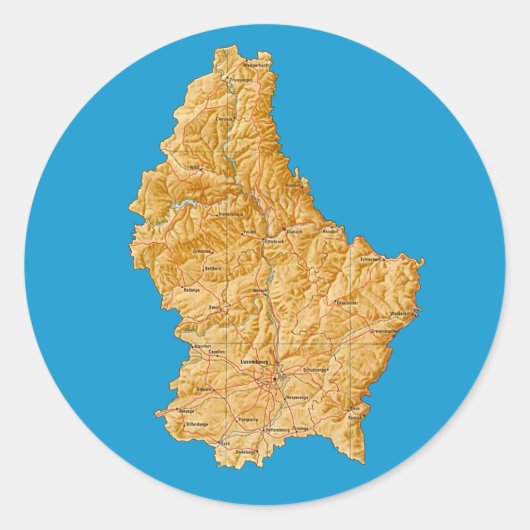 ルクセンブルク地図ステッカー ラウンドシール (正面)