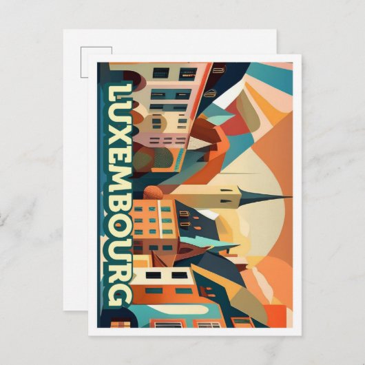 ルクセンブルク旅行芸術的カラフル ポストカード (正面/裏面)