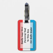 ルクセンブルク簡単ID個人用フラグ ラゲッジタグ (裏面縦)