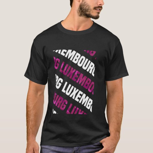 ルクセンブルク迷彩柄パターンピンクカモフラージュ Tシャツ (正面)