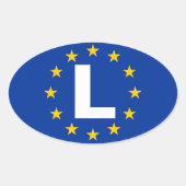 ルクセンブルク4カ国「L」欧州連合(EU)国旗 楕円形シール (正面)