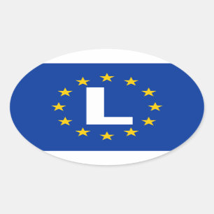 ルクセンブルク4カ国「L」欧州連合(EU)国旗 楕円形シール