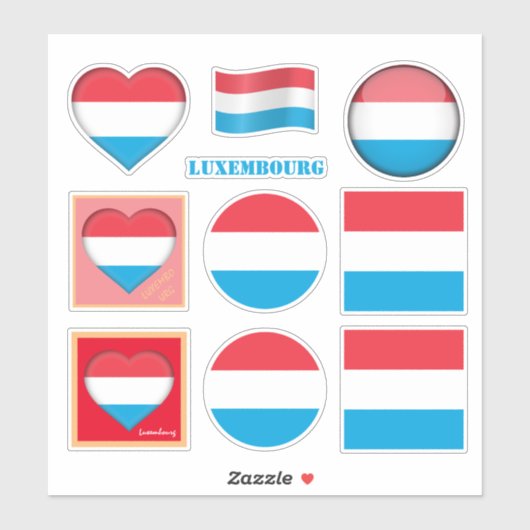 ルクセンブルク ステッカー & 国旗, ハート / スポーツ シール (シート)
