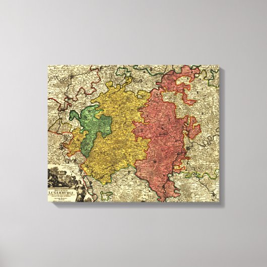 ルクセンブルク – パノラママップルクセンブルク キャンバスプリント (正面)
