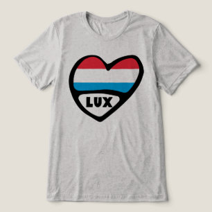 ルクセンブルク 国コード フラッグ ハート LUX トライブレンドTシャツ