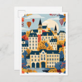 ルクセンブルグアートヴィンテージトラベルイラストレーション ポストカード (正面/裏面)