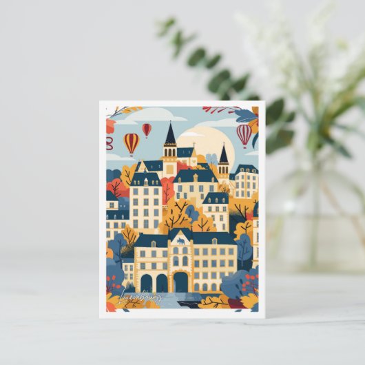 ルクセンブルグアートヴィンテージトラベルイラストレーション ポストカード (スタンド正面)