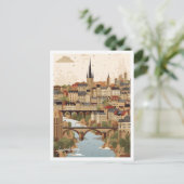 ルクセンブルグシティアートトラベルプレイスイラストレーション ポストカード (スタンド正面)