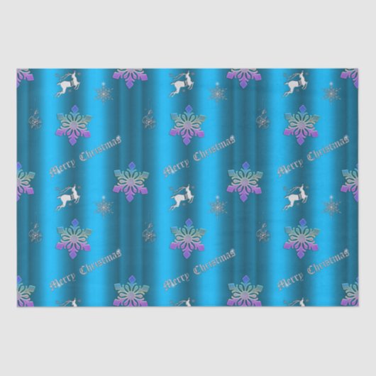 ルクセンブルークリスマススノーフレークとトナカイ 薄葉紙 (正面)