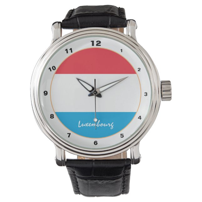 ルクセンモダンブルク国旗とルクセンブルクファッションデザイン 腕時計 (正面)
