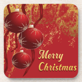 ルクセンレッドと金ゴールドクリスマスオーナメント コースター