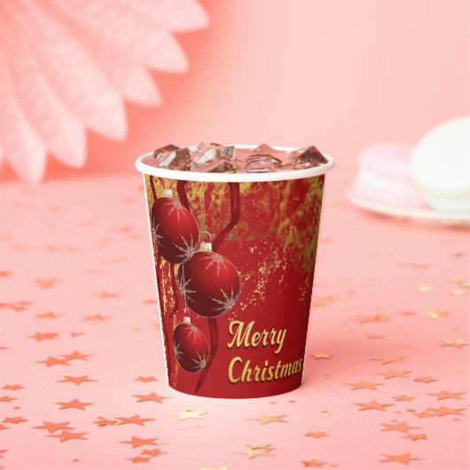 ルクセンレッドと金ゴールドクリスマスオーナメント 紙コップ (インサイチュ)